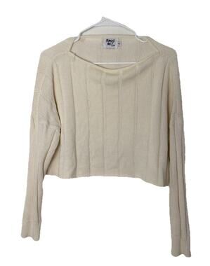 Princess Polly Cropped Knit Sweater Women Small Cream Long Sleeve Ribbed